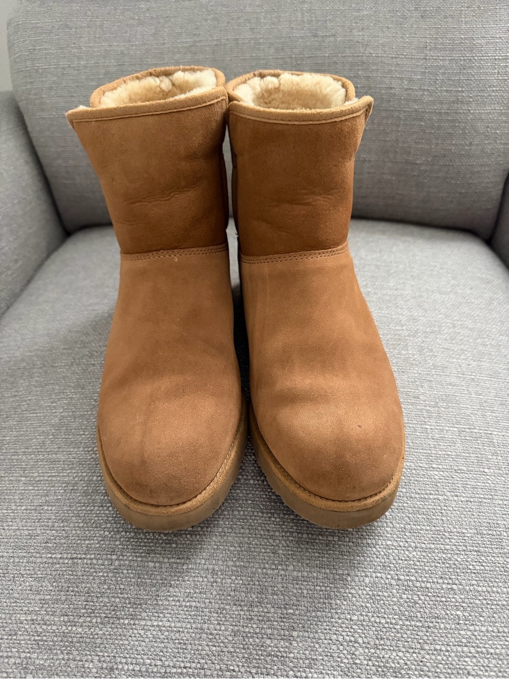 UGG Women's Tan Suede Ankle Boot with Pull Tab - Picture 2 of 9